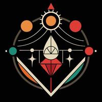The logo for the game is a geometric design with a star and planets vector