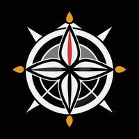 A compass with a red star in the middle vector