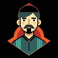 A man with a mustache and a beard vector