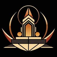 The logo for the game is a building with a clock on top vector