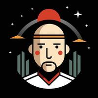 A man with a hat and a star on his head vector