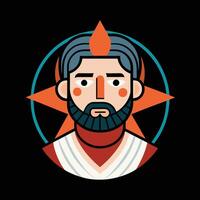 A man with a beard and a star on his head vector