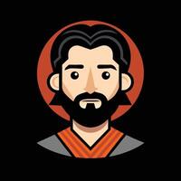 A cartoon image of a man with a beard vector
