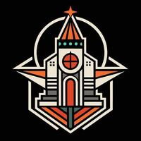 A church with a star on top of it vector
