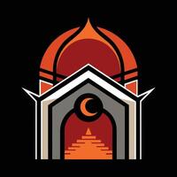 The logo for a mosque with a crescent and a star vector