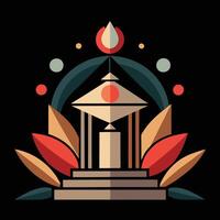 A temple with a lotus flower on top vector