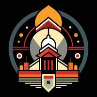A logo for a building with a dome and a clock vector