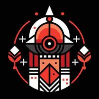 An abstract design with a red and black background vector