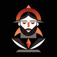 A man with a beard and hat on a black background vector