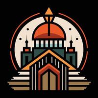 A church with a dome and a cross on it vector