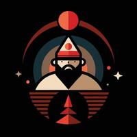 A man with a beard and hat in a circle vector