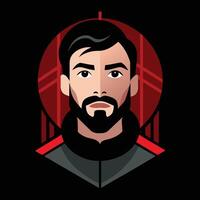 A man with a beard and a red and black background vector