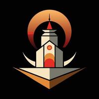 A church with a sun and moon on top vector