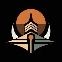 The logo for the game is a building with a sun in the background vector