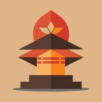 A flat design of a pagoda with a red and orange top vector