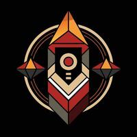 A geometric design with a red and orange triangle vector