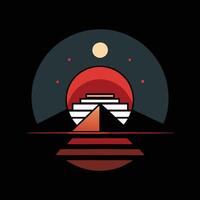The pyramid of the sun is shown in a black background vector
