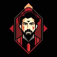 A man with a beard and red tie on a black background vector
