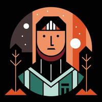 A man in a hat and coat with a tree in the background vector