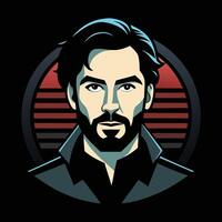 A man with a beard and a black shirt vector
