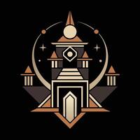 A logo for a game called castle of the gods vector