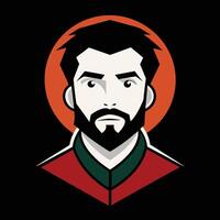 A man with a beard and red shirt vector