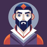 A cartoon portrait of a man with a beard vector