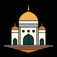 A mosque icon with a dome and a tower vector