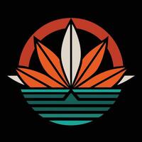 A logo with a boat in the middle of a lake vector