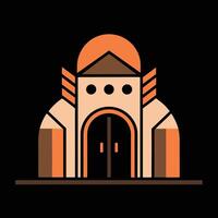 A building with a door and a window vector