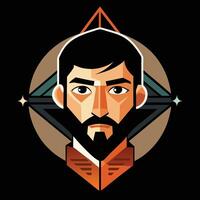 A man with a beard and a star on his forehead vector