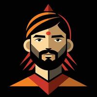 A man with a beard and a red headdress vector