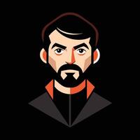A man with a beard and mustache in a black and orange design vector