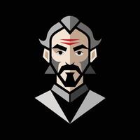 A man with a beard and a red dot on his forehead vector
