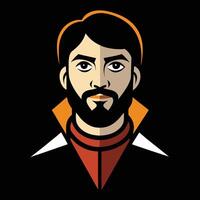 A man with a beard and a red shirt vector