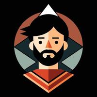 A man with a beard and a triangle in his face vector