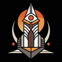 The logo for the game is a futuristic tower vector