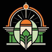 The logo for the art deco building vector