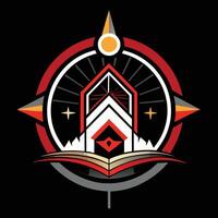The logo for the game is a book with a clock and a tower vector