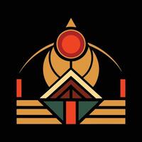The logo for the band is a geometric design with a red sun vector