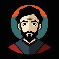 A cartoon image of a man with a beard vector