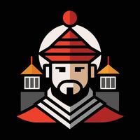 A man in a red hat and a red beard vector