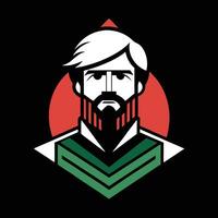 A bearded man with a red and green scarf vector