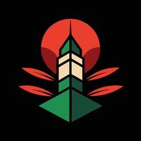 The logo for the mosque in the middle of a city vector