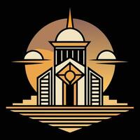 The logo for a building with a clock tower vector