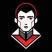A man with red eyes and a black background vector
