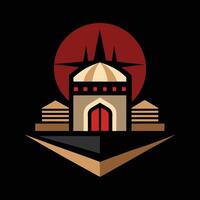 The logo for a building with a red sun vector