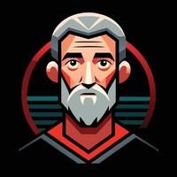 A pixel style illustration of an old man with a beard vector