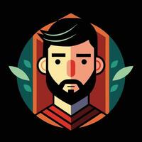 A man with a beard and mustache in a round frame vector
