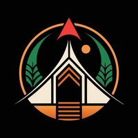 A logo for a tent with a red star on it vector